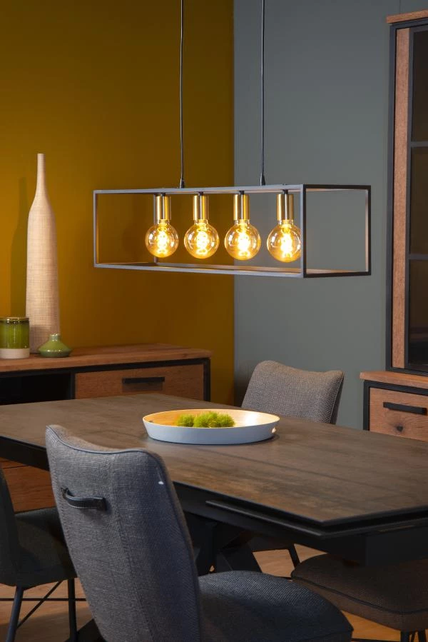 Lucide RUBEN - Pendant light - 4xE27 - Black - atmosphere 2